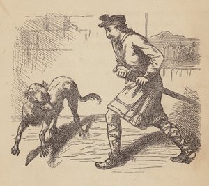 Llewellyn e o seu cão (gravura a cores)
