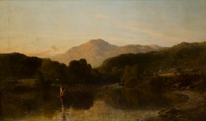 Uma paisagem fluvial montanhosa, c.1838-86 (óleo sobre tela)