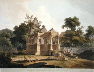 Um antigo templo Hindoo no Forte de Rotas, Bahar, placa 12 do "Cenário Oriental": Vinte e Quatro Vistas em Hindoostan