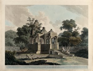 Um antigo templo hindu, no Forte de Rotas, Bahar de Thomas Daniell