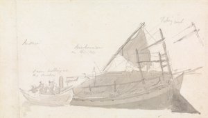 Barco de Pesca com Embarcações Pequenas ao Lado de Thomas Daniell