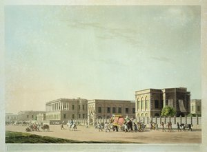 A Casa do Conselho, Calcutá, placa 29 de &39;Cenário Oriental: Vinte e quatro vistas no Hindoostan&39;, gravado por Thomas e William (1769-1837) Daniell, 1798