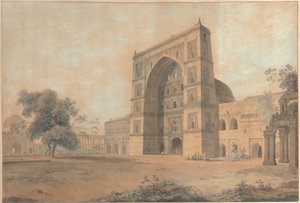 A Mesquita em Juanpore Construída pelo Sultão Hussain Sherki | Tirada em Dezembro de 1789 de Thomas Daniell