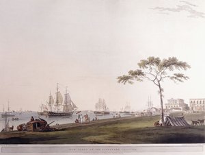 Vista tirada na Esplanada, Calcutá, 1797 de Thomas Daniell