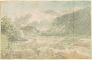Harpers Ferry from Below, c.1825-26 (caneta e tinta com aquarela sobre papel) de Thomas Doughty