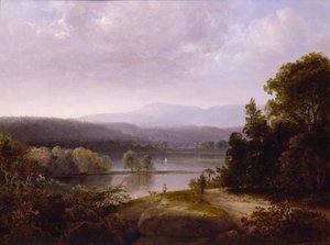 Vista do Rio com Caçadores e Cães, ca. 1850. de Thomas Doughty
