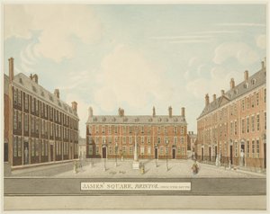 Uma vista da Praça de São Tiago, do sul, c.1806 (lápis e aguarela sobre papel) de Thomas Dr Pole
