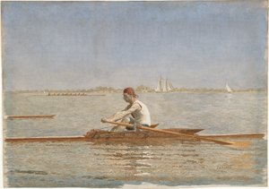 John Biglin em um único Scull, 1873 (wc no papel) de Thomas Eakins