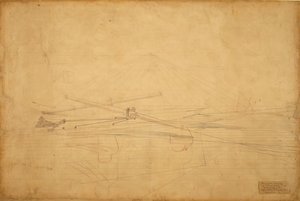 Desenho de perspectiva para os irmãos Biglin virando a aposta, c. 1873. de Thomas Eakins