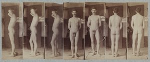 Fotografias de um modelo nu masculino em pé Joseph Smith, c. 1883