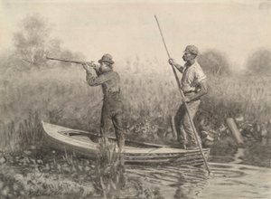Estudo para tiro ferroviário de um punt de Thomas Eakins