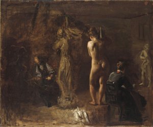 William Rush esculpindo sua figura alegórica do rio Schuylkill, 1876 (óleo sobre tela montado no quadro de composição)