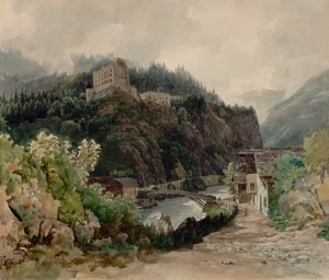 Vista do Castelo de Landeck no Tirol de Thomas Ender