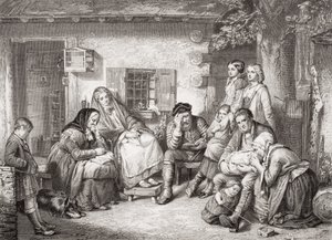 Domingo no sertão do Canadá, de "Ilustrações da História Escocesa e Inglês" Volume II (ver 13342) de Thomas Faed