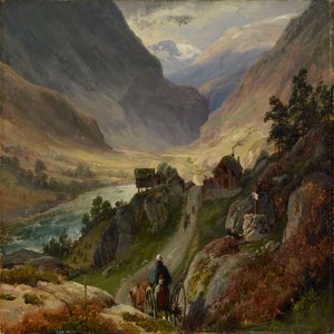 Estradas íngremes em Lærdal de Thomas Fearnley