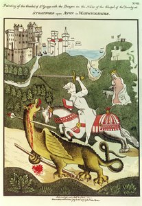 São Jorge e o Dragão, depois de uma pintura original na Capela da Trindade em Stratford Upon Avon, Warwickshire, 1804 de Thomas Fisher Hoxton