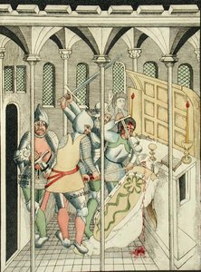 O Assassinato de St. Thomas a Becket (c.1118-70) em Canterbury, da Capela da Trindade em Stratford Upon Avon de Thomas Fisher Hoxton