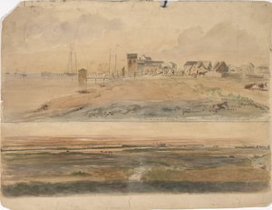 Indianola, Texas e Indianola com Lavaca Point à distância, 16 de maio de 1852 (aguarela sobre papel)