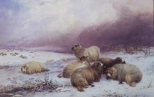 Uma Paisagem de Inverno com Ovelhas de Thomas Francis Wainewright