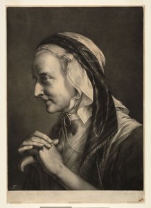 Mulher idosa apoiada numa muleta de Thomas Frye