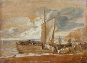 Uma balsa de gado, 1784-1788. de Thomas Gainsborough