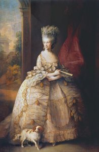 Charlotte de Mecklenburg-Strelitz, rainha do Reino Unido, esposa do rei Jorge III (pintura sobre tela) de Thomas Gainsborough