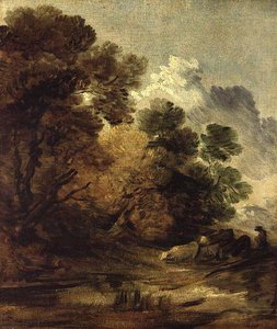 Pastor que conduz o gado em direcção a uma piscina de Thomas Gainsborough