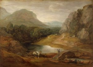 Paisagem rochosa com uma ponte de Thomas Gainsborough