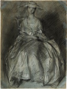 Estudo de uma mulher sentada (recto); estudo de uma menina sentada num banco (verso)