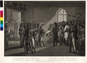 Tadeusz Kosciuszko e os aristocratas polacos pedem ao czar Paulo I que lhes devolva a liberdade