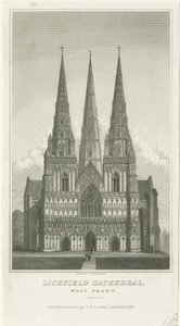 Catedral de Lichfield - Frente Oeste: gravura, nd [c 1833] (imprimir) de Thomas George Lomax