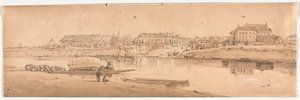 Uma seleção de vinte das vistas mais pitorescas de Paris: vista do palácio e vila de Choisi às margens do Sena de Thomas Girtin