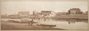 Uma seleção de vinte das vistas mais pitorescas de Paris: Vista do Palácio e da Aldeia de Choisi nas margens do Sena de Thomas Girtin