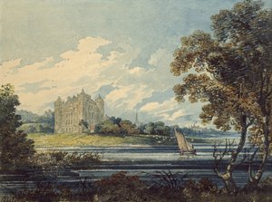 Duff House, Banff, 1794 (aquarela, com alguns arranhões, sobre indicações em grafite) de Thomas Girtin