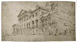 Harewood House, Yorkshire, c.1798 (grafite em papel texturizado) de Thomas Girtin