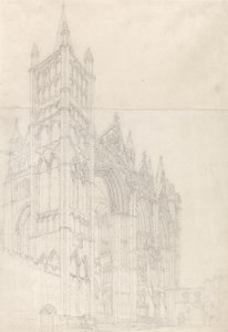 Catedral de Peterborough, Huntingdonshire, c.1794 (grafite em duas folhas de papel unidas) de Thomas Girtin