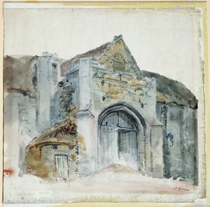 The Tithe Barn, Abbotsbury (aquarela sobre papel) de Thomas Girtin