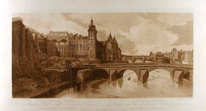 Vista da Pont au Change, do Teatro da Cidade, da Pont Neuf, da prisão da Conciergerie, etc., vista da Pont Notre-Dame de Thomas Girtin