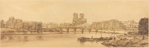 Vista da Pont de la Tournelle e Notre Dame tirada do Arsnel: pl.11 de Thomas Girtin