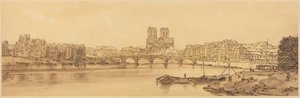 Vista da Pont de la Tournelle e de Notre-Dame, vista do Arsenal: prancha 11 de Thomas Girtin