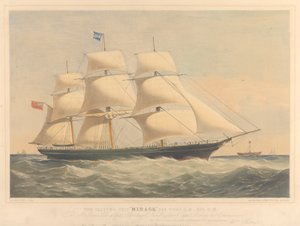 O navio Clipper Mirage, 965 toneladas, c.1853-57 (litografia, colorida)