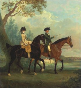 Marcia Pitt e o seu irmão George Pitt, Later second Baron Rivers, Riding in the Park at Stratfield Saye House, Hampshire de Thomas Gooch