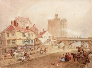 Rua de São Nicolau, Newcastle upon Tyne (bodycolour) de Thomas H. Hair