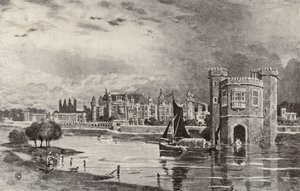 Hampton Court nos tempos de Carlos I (litografia) de Thomas Hamilton Crawford