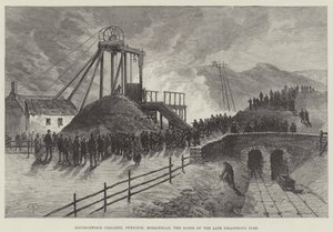 Mauricewood Colliery, Penicuik, Midlothian, a cena do fogo desastroso tardio de Thomas Harrington Wilson