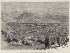 O Bala Hissar e a cidade de Cabul, da parte superior da cidadela de Thomas Harrington Wilson