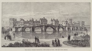 A exposição do jubileu real, Newcastle-on-Tyne, a ponte velha de Tyne