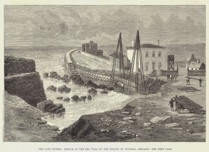 As tempestades tardias, a violação na parede do mar na Strand em Youghal, Irlanda de Thomas Harrington Wilson