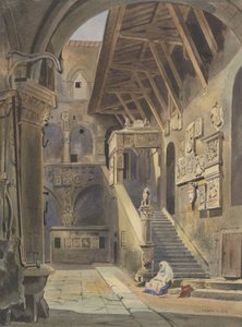 Tribunal do Bargello, Florença, 1839 (wc com tinta e lápis sobre papel)