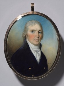 Par de Miniaturas: Retrato de um Homem e Retrato de uma Mulher Vestindo uma Miniatura, c. 1780 de Thomas Hazlehurst
